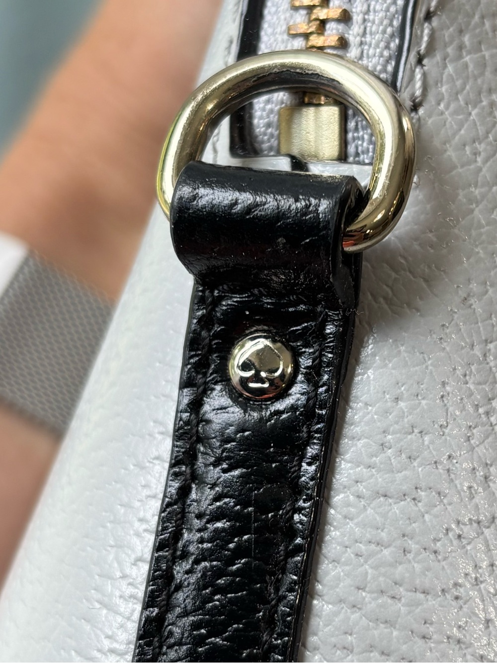 kate spade Black and Dove Gray Leather Dome Satchel with Removable Strap - Picture 15 of 15